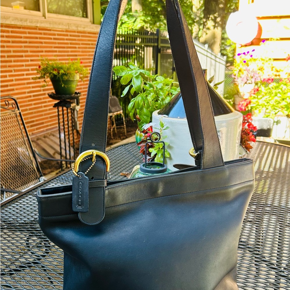 Vintage Coach Waverly Blue Leather Tote